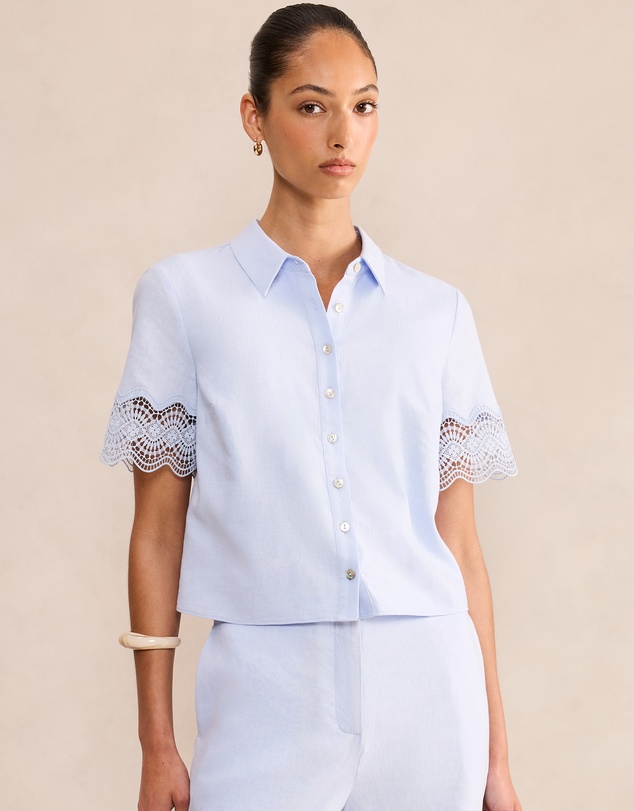 Forever New - Freya Lace Trim Linen Shirt