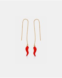 Zoe Olivia - 9K Gold Red Horn Threader Earings