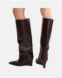 Cynthia Rowley - Embossed Leather Wedge Boot