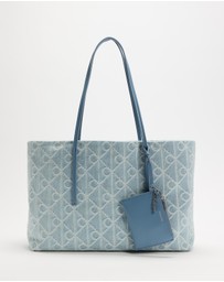 Calvin Klein - Emblem Aop Denim Tote W/ Pouch