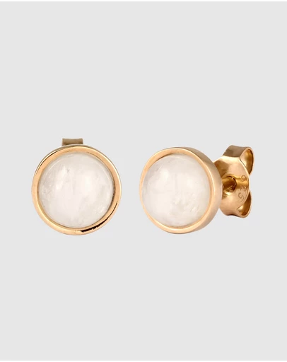 Elli Jewelry - Moonstone Circle Stud Earrings in Gold-Plated 925 Silver