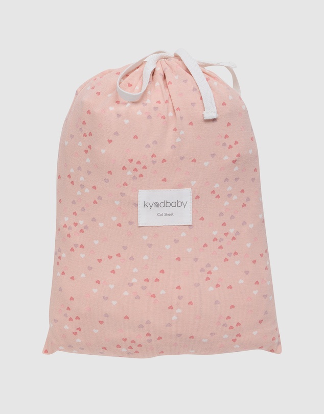 Kynd Baby - Fitted Cot Sheet in Pink Heart