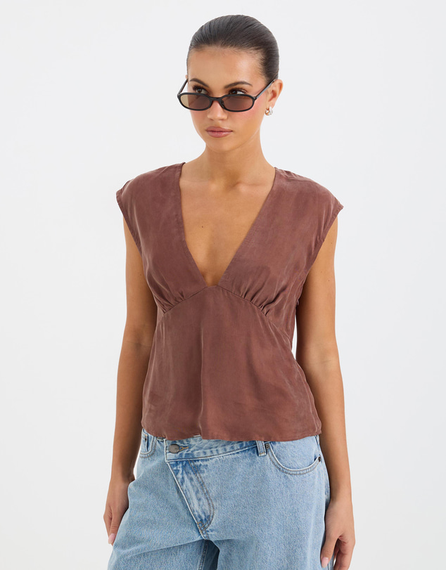 Calli - Fern V-Neck Cupro Top