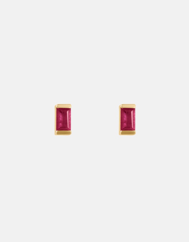 Kirstin Ash - Baguette Birthstone Studs July - Ruby