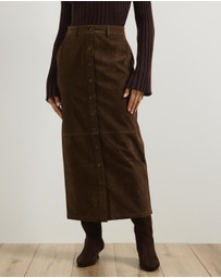 Atmos&Here - Sylvette Faux Suede Midi Skirt
