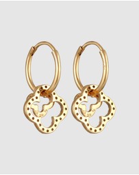 Elli Jewelry - Earrings Creole Cloverleaf Zirconia 925 Sterling Silver Gold Plated