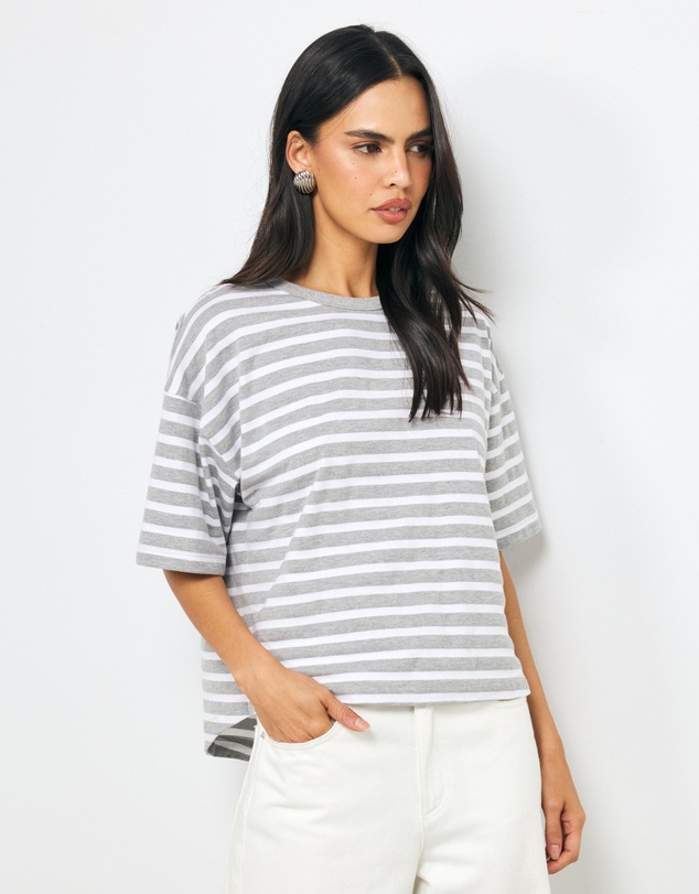 AERE - Layla Stripe Boxy Tee