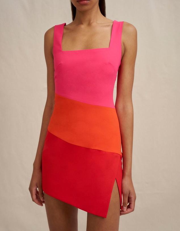 BY JOHNNY. - Technicolour Square Neck Mini Dress