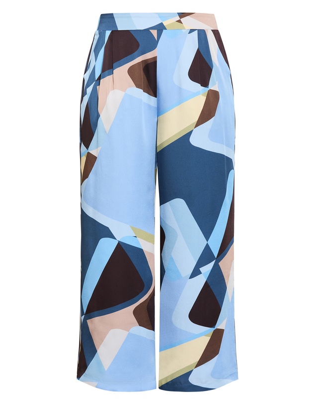 City Chic - Plus size Amaya Abstract Print Wide Leg Pant - blue
