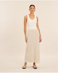 AERE - Linen Bias Cut Midi Skirt