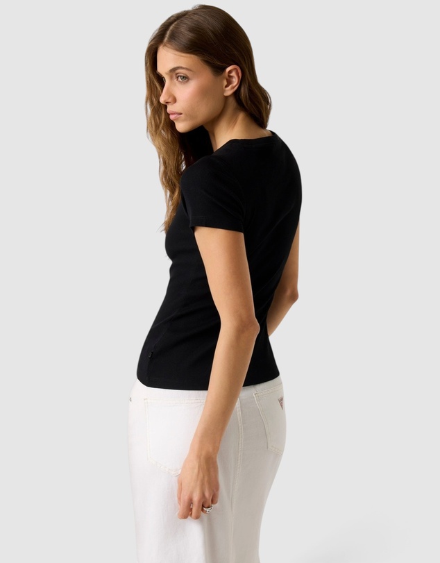 GUESS - GUESS JEANS Short Sleeve Ribbed Embroidered Tee