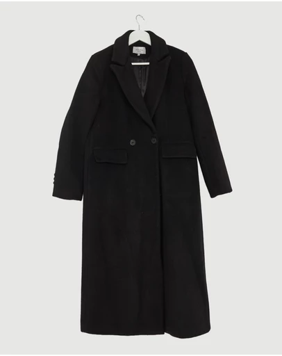 Revibe - Repaired Minima Esenciales Maren Brushed Wool Long Coat - AU 10