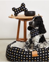 Mog & Bone - 4 Seasons Reversible Circular Dog Bed - Black Metallic Cross Print
