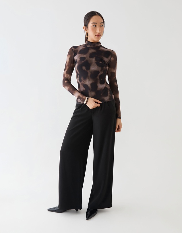 Forcast - Savanna Printed Mesh Top