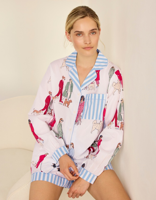 Chelsea Peers - Organic Cotton Ladies Walking Dogs Short Pyjama Set