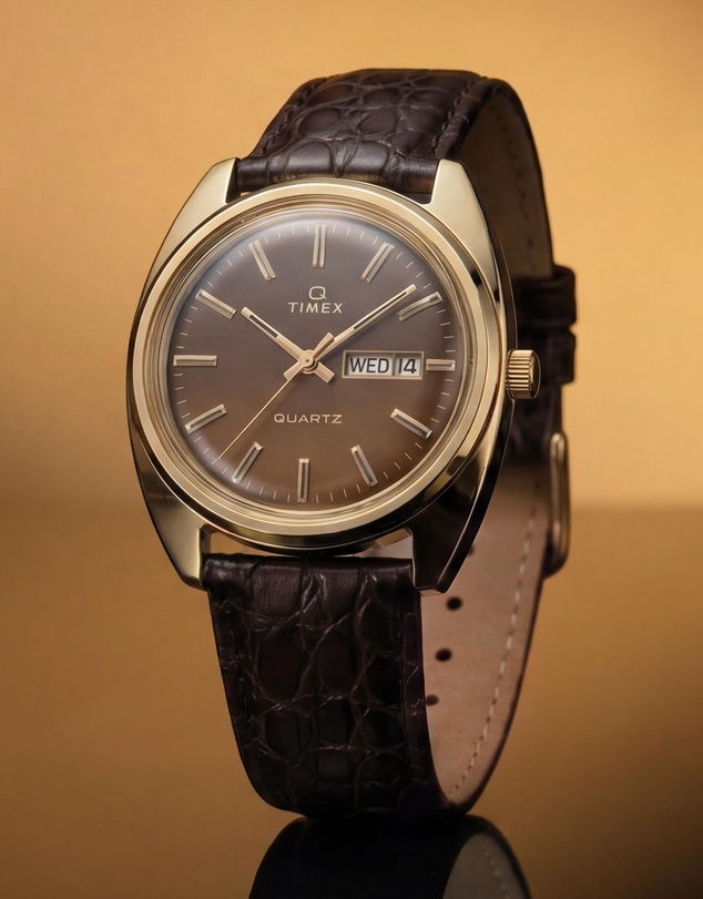TIMEX - Timex 1976 Day Date Fume Reissue Inspired 37mm BrownLeather Strap Watch
