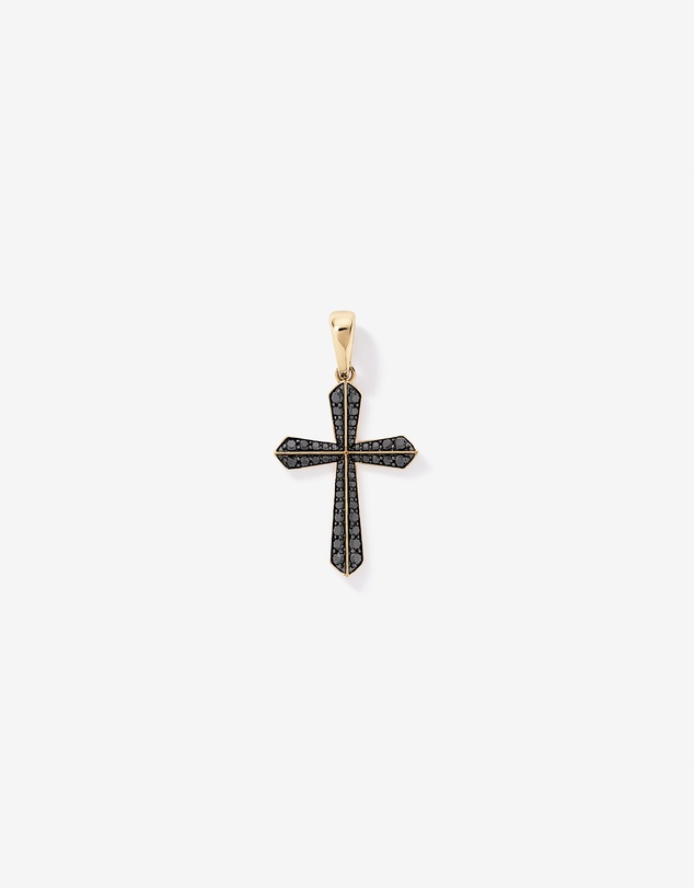Michael Hill - 0.88 Carat TW Black Diamond Cross Pendant in 10kt Yellow Gold