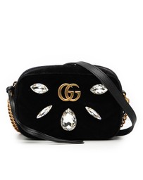Pre-Loved by Azura Reborn - Pre-Loved Mini GG Marmont Crystal Embellished Matelasse Velvet Crossbody