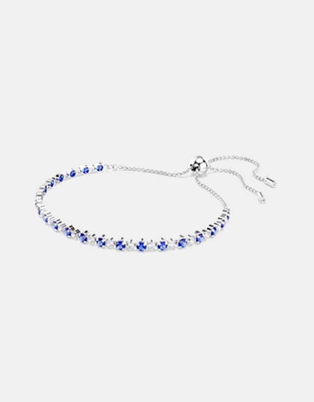 Swarovski - Matrix Tennis Bracelet, Mixed Round Cuts, Blue, Rhodium Plated