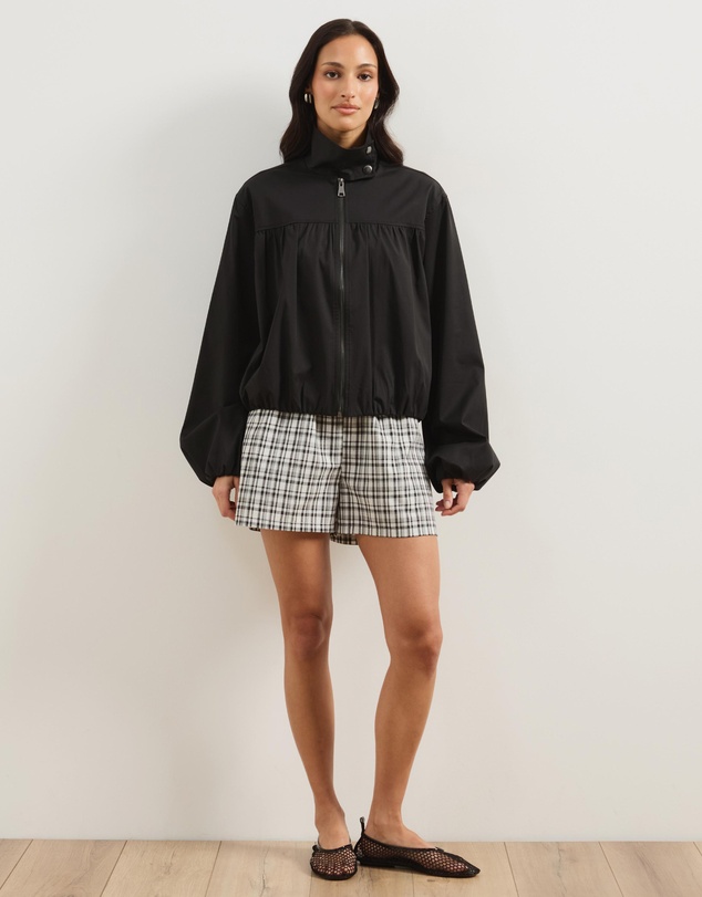 Atmos&Here - Checkered Cotton Blend Shorts With Contrast Elasticated Waistband