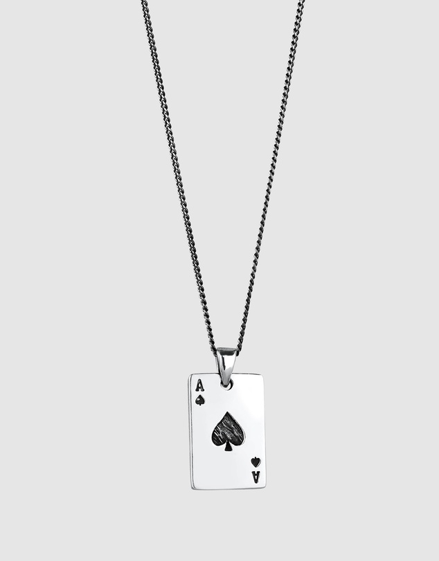 Kuzzoi - ICONIC EXCLUSIVE - Ace of Spades Card Pendant Necklace in 925 Sterling Silver
