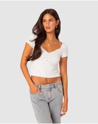 EDIKTED - Ava V Neck Ruched Top