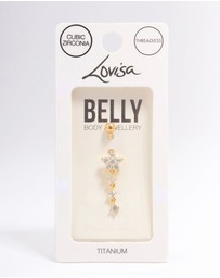 Lovisa - Gold Plated Titanium Cubic Zirconia Flower Threadless Belly Bar