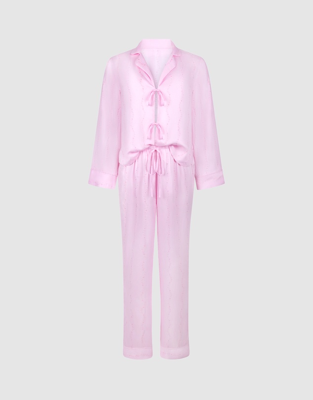 Hunkemoller - Long Sleeve Tie Woven Pyjama Set