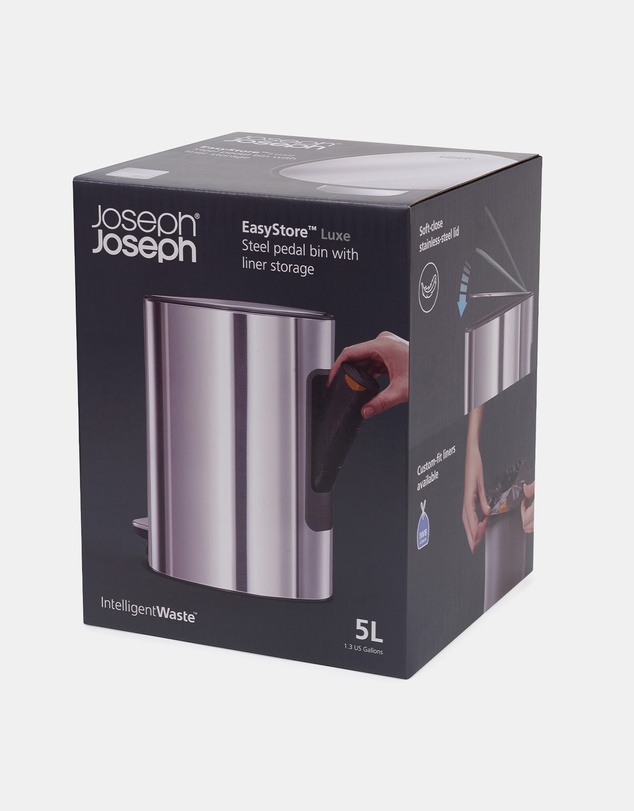 Joseph Joseph - EasyStore™ Luxe Stainless Steel 5L Pedal Bin with Liner Storage