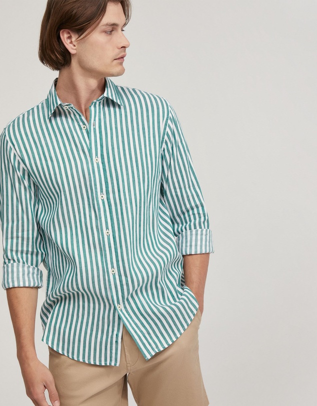Oxford - Fergus Linen Striped Shirt