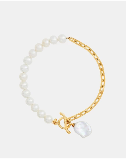 Dower & Hall - Women's Timeless Keshi Pearl Chain Bracelet In Gold Vermeil