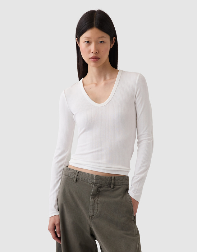 GAP - LS Luxe Modern Scoop T-Shirt