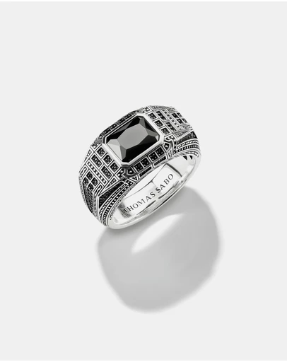 THOMAS SABO - THOMAS SABO Signet Ring with Onyx and Black Stones