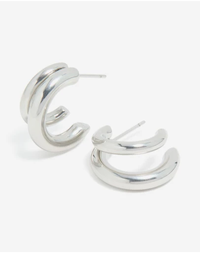 Lovisa - Waterproof Stainless Steel Double Illusion Open Hoop Earrings