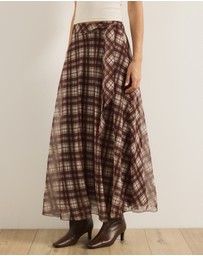 Atmos&Here - Rumi Checked Print Maxi Skirt