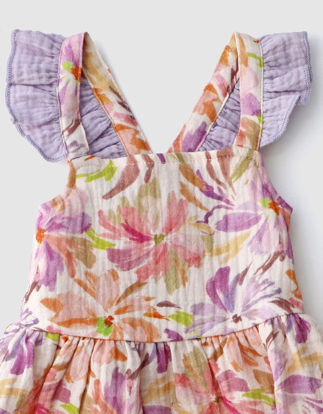 WITH LOVE FOR KIDS - Cotton Muslin Frill Playsuit - Babies