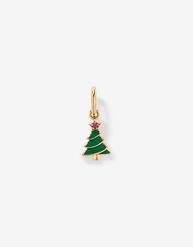 Michael Hill - Christmas Tree Pendant with Created Ruby and Enamel in 18kt Yellow Gold Vermeil