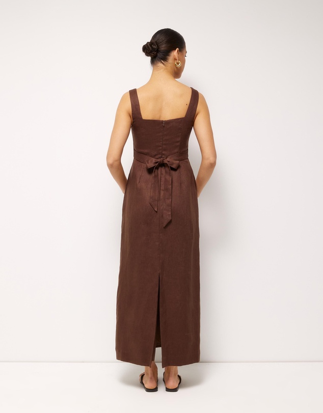 AERE - Kaili Linen Square Neck Maxi Dress