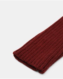 Morgan & Taylor - Asha Rib Knit Fingerless Gloves in Burgundy Red