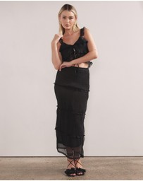Dazie - Azaria Crinkle Frill Midi Skirt