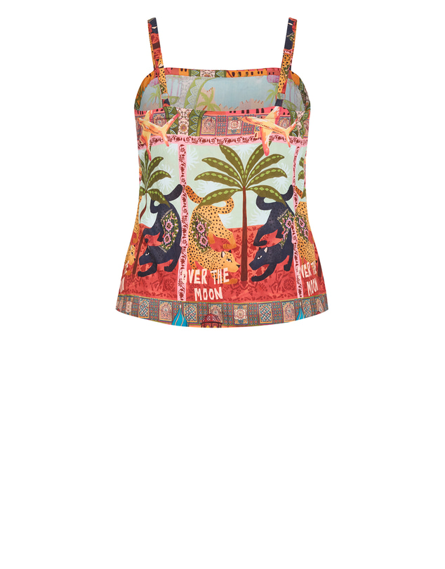 City Chic - Plus size Capri Paradise Print Cami - terracotta