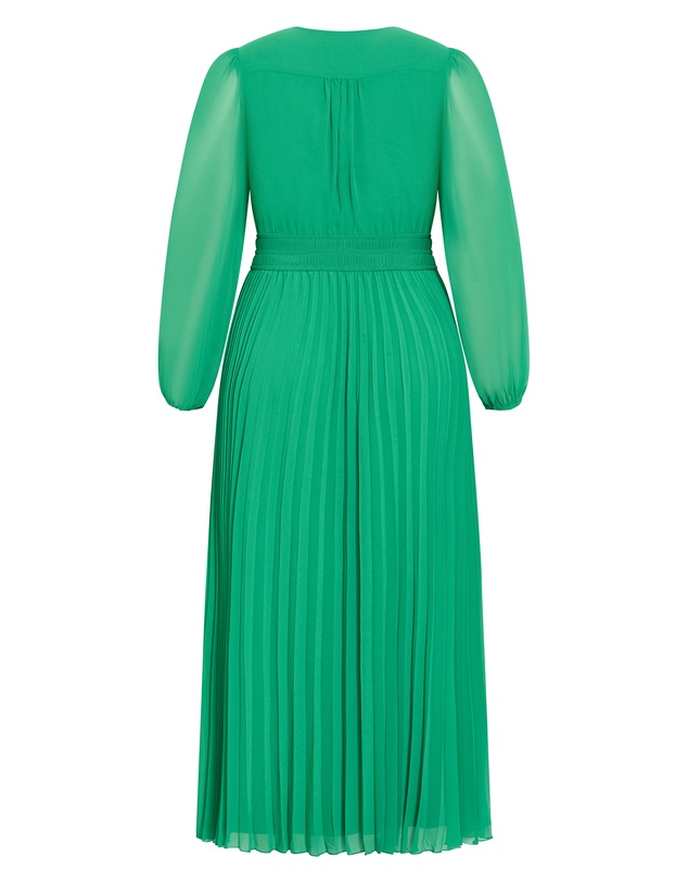 City Chic - Plus size Georgina Pleat Maxi Dress - kelly green