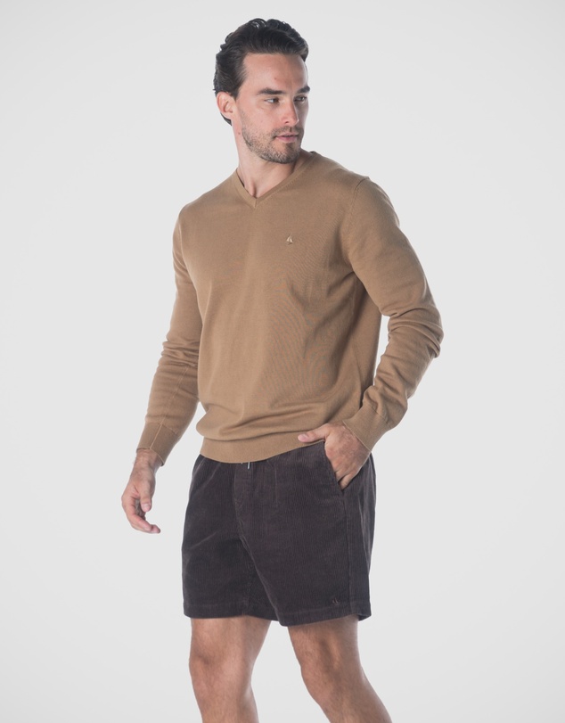 Coast Clothing - V-Neck Cotton Jumper - Natural