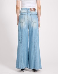ONE TEASPOON - Hollywoods High Waist Wide Leg Denim Jeans - Cool Blue