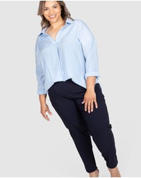 Love Your Wardrobe - Jada Wide Elastic Waist Stretch Bengaline Pants