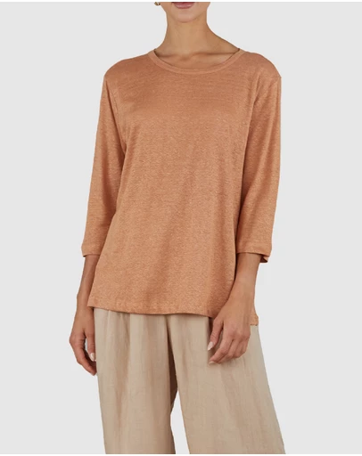 Amelius - Bronte Linen Three Quarter Jersey Top