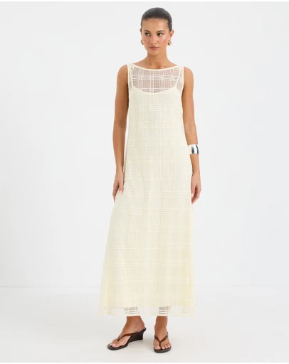 Calli - Selene Sheer Check Midi Dress
