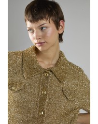 Glamorous - Button-Front Collar Short Sleeve Top