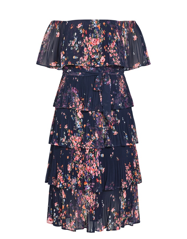 City Chic - Night Garden Print Tier Midi Dress