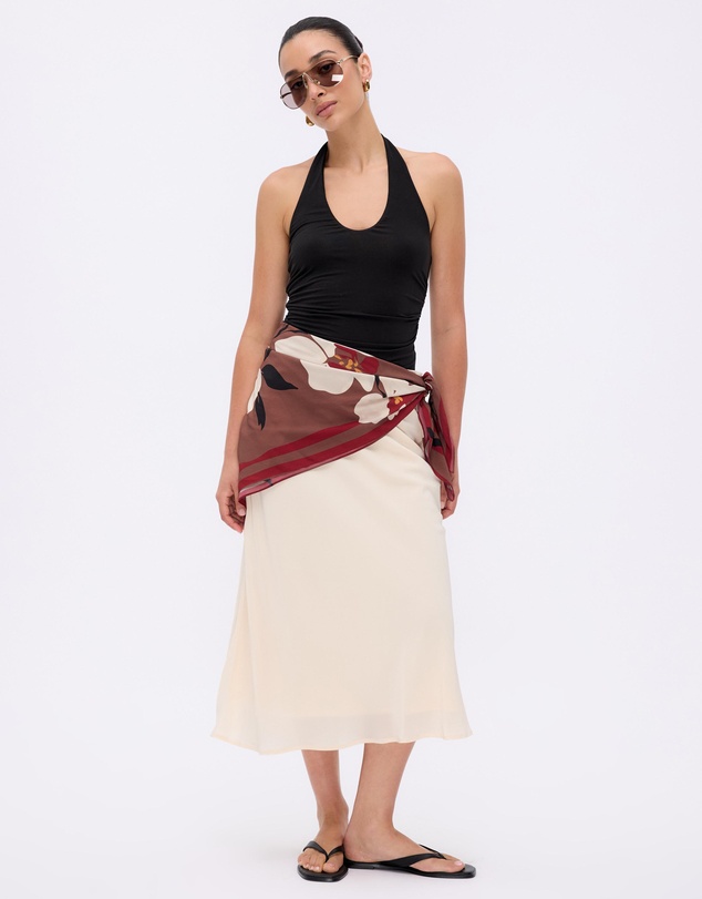 Minima Esenciales - Isla Scarf Detail Midi Skirt